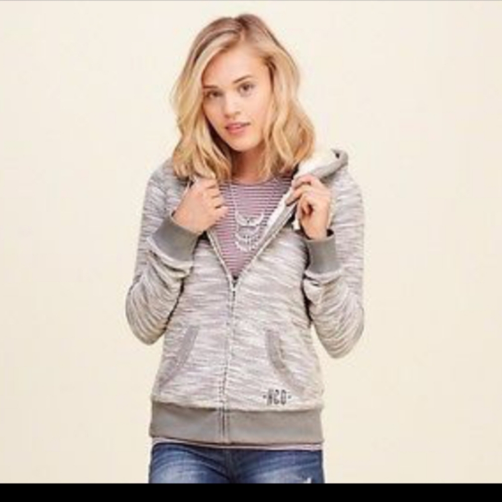 Womens Hollister Faux Fur Lined Hoodie Sz Sm & LG